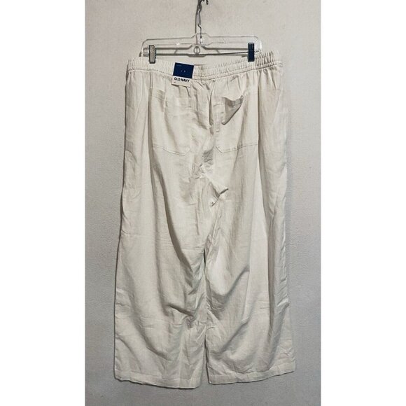 Old Navy Pants Womens XL Bright White Wide Leg High Waisted Linen Blend Boho - Picture 3 of 6